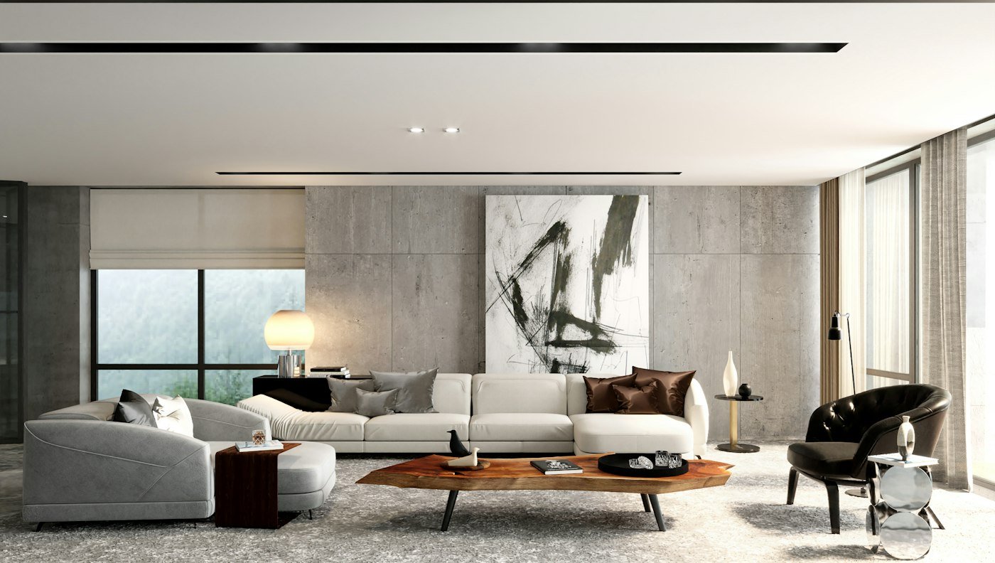 Nordic L-shape sectional sofa in a minimalist living room